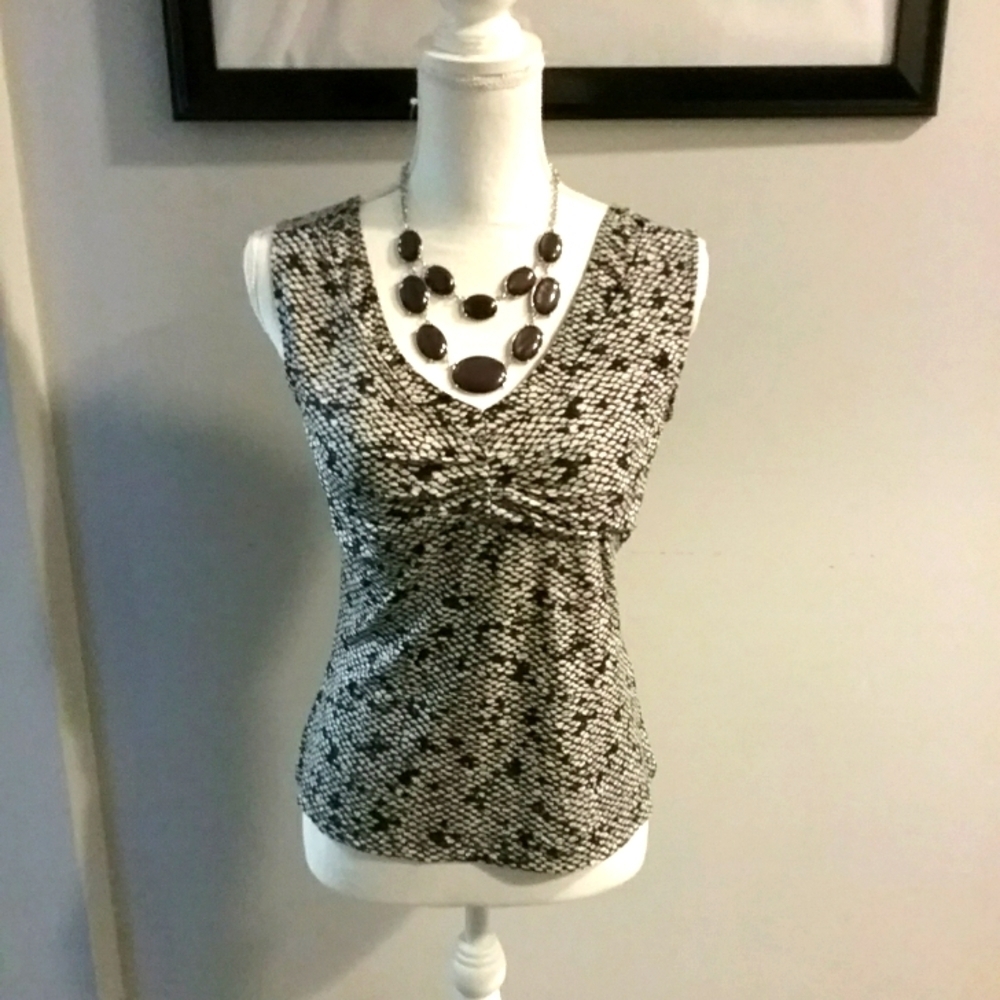 Women's black and white petite medium blouse